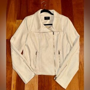 Tahari Off-White Ivory Faux Stretchy Jacket